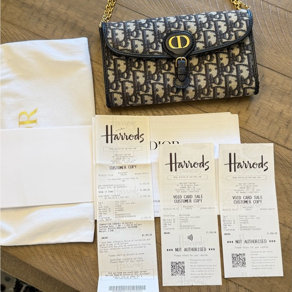 Dior Black and Gold Monogram Clutch - Picture 1 of 8